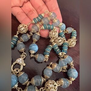 judith ripka sterling silver Gold clad multi gem beads Necklace RARE vintage